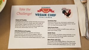 October's Vegan Chef Challege special menu at Wild Rooster Bistro in Fair Oaks
