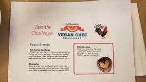 The October Vegan Chef Challenge brunch menu. at Wild Rooster Bistro in Fair Oaks