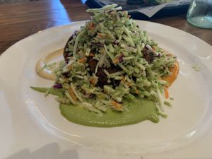 Sweet potato quinoa cakes at Wild Goat Bistro in Petaluma