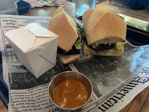 Plant burger  at Wild Goat Bistro in Petaluma