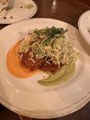 Quinoa cakes  at Wild Goat Bistro in Petaluma