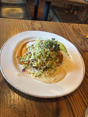 Quinoa and Sweet Potato pattiess  at Wild Goat Bistro in Petaluma