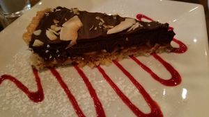 Chocolate Tart on GF coconut crust. at Wild Goat Bistro in Petaluma