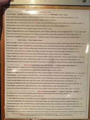 Menu as of end of August at Wild Goat Bistro in Petaluma