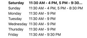 Added hours for Saturday and Sunday  at Wild Goat Bistro in Petaluma