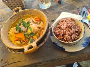 claypot tofu and mushroom at The Fisherman Vegan Restaurant   in Hoi An