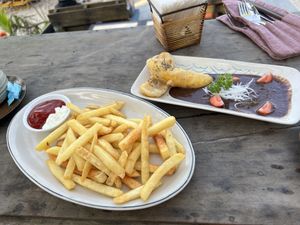 Fries & banana fritter   at The Fisherman Vegan Restaurant   in Hoi An