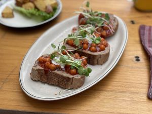 Spicy Chickpeas Toast - The Fisherman Vegan Restaurant, An Bang Beach, Hoi An  at The Fisherman Vegan Restaurant   in Hoi An