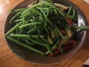 incredible morning glory   at The Fisherman Vegan Restaurant   in Hoi An