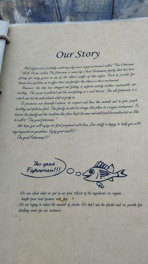 Such a great story! at The Fisherman Vegan Restaurant   in Hoi An