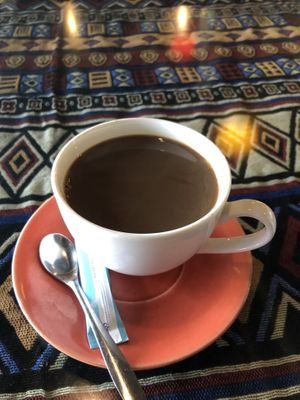 Vietnamese coffee (with soy milk). It’s not sweet like most of the options we tried (but it comes with sugar on the side)  at The Fisherman Vegan Restaurant   in Hoi An