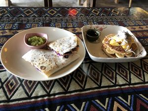 Quesadillas and pancakes, both amazing!!  at The Fisherman Vegan Restaurant   in Hoi An
