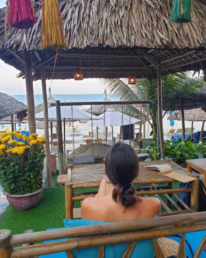 Relaxing at The Fisherman Vegan Restaurant   in Hoi An