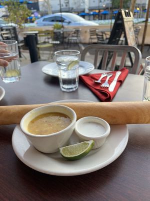 Vegan chickpea potato pancake appetizer   at All India Cafe in Glendale