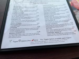 Clearly marked vegan options! 🥹  at All India Cafe in Glendale