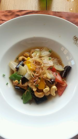 Phad Tofu and Med Ma Muang at Chantara Restaurant in Surat Thani