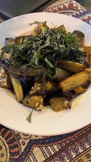 Braised eggplant with peanuts ( very good)  at Phong Nha Vegan in Phong Nha