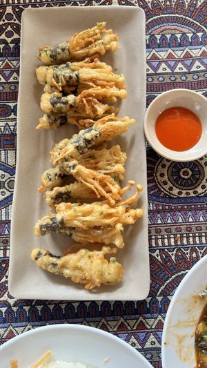 Seaweed wrapped enoki friess  at Phong Nha Vegan in Phong Nha