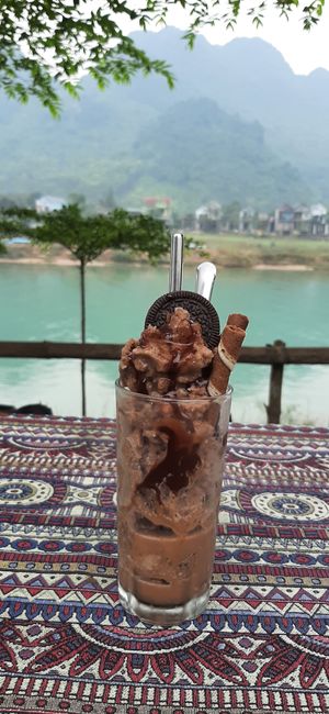 Cookies smoothies made with coconut milk( soya milk available too need to ask) at Phong Nha Vegan in Phong Nha