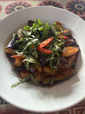 braised aubergine (must try!)  at Phong Nha Vegan in Phong Nha