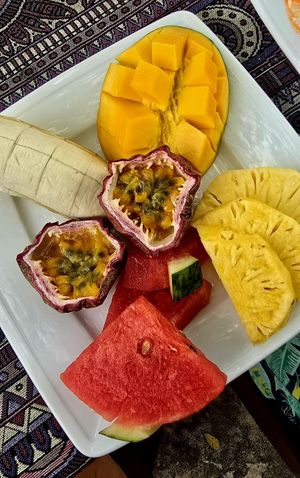 Fruit plate at Phong Nha Vegan in Phong Nha