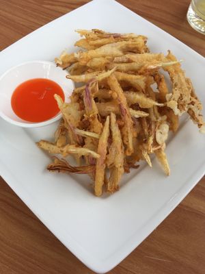 banana flower tempura and gentle chilli dip at Phong Nha Vegan in Phong Nha