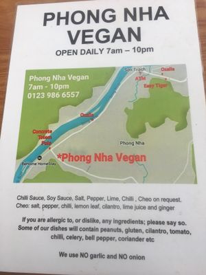 Menu  at Phong Nha Vegan in Phong Nha