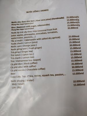 Drinks at Phong Nha Vegan in Phong Nha