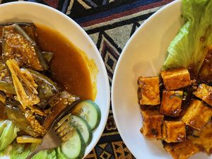 Eggplant dish & Tofu  at Bamboo Chopsticks in Phong Nha