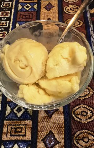 Mango and passionfruit sorbet at Bamboo Chopsticks in Phong Nha