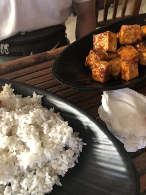 Caramelised tofu at Bamboo Chopsticks in Phong Nha
