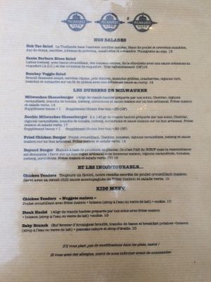 menu aug 2021 at Milwaukee Cafe in Biarritz