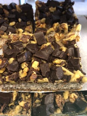 Vegan Magic Banana Bars with coconut, chocolate and walnuts at Milwaukee Cafe in Biarritz