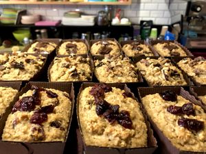 Vegan banana breads, cranberry, chocolate or walnut at Milwaukee Cafe in Biarritz