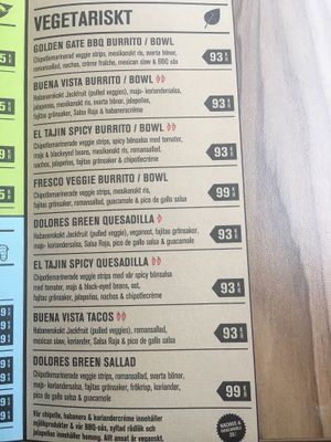 Veggie menu at Zocalo in Malmo