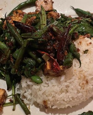 Kung Pao tofu sans peanuts (sharing with someone that doesn’t like them)  at Big Bowl in Roseville