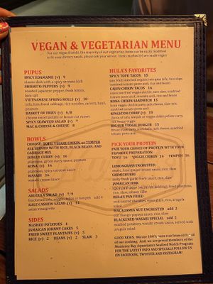 Menu at Hula's Island Grill in Santa Cruz