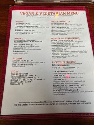 Vegan & Vegetarian Menu at Hula's Island Grill in Santa Cruz