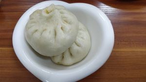 Vegetable baozi try it at Wu You You Su Dou Fang in Fuzhou