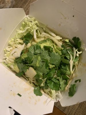 Vegan Buddha bowl with tofu (before mixing)  at Wilda's Grill in Redding