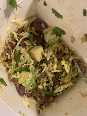 Vegan Buddha bowl with tofu (after mixing)  at Wilda's Grill in Redding