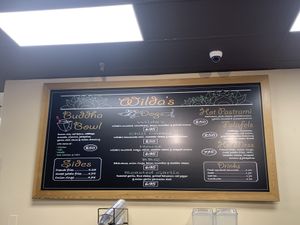 Menu board  at Wilda's Grill in Redding