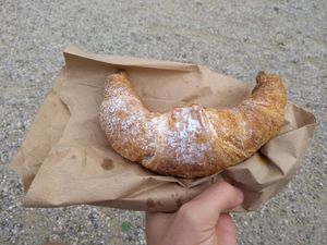 Croissant filled with jam at PiranArt Sameja in Ljubljana