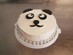 Vegan panda cake at PiranArt Sameja in Ljubljana