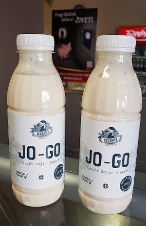 Veganka Jo-Go liquid soy yoghurt. at PiranArt Sameja in Ljubljana