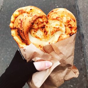 Vegan curd heart filled with Veganka's vegan cheese made in Slovenia! 1,80€ at PiranArt Sameja in Ljubljana