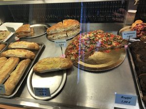 vegan cheese buns and vegetable pies at PiranArt Sameja in Ljubljana