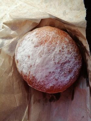 Vegan Doughnut. They also have chocolate ones at PiranArt Sameja in Ljubljana