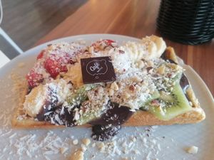 Vegan sweet waffle at Cafe Waffle in Prague