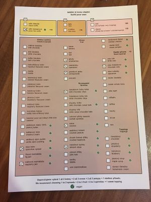 Waffle menu at Cafe Waffle in Prague